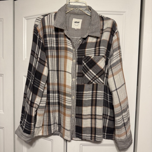 aerie Tops - Oversized Plaid Aerie Button Up